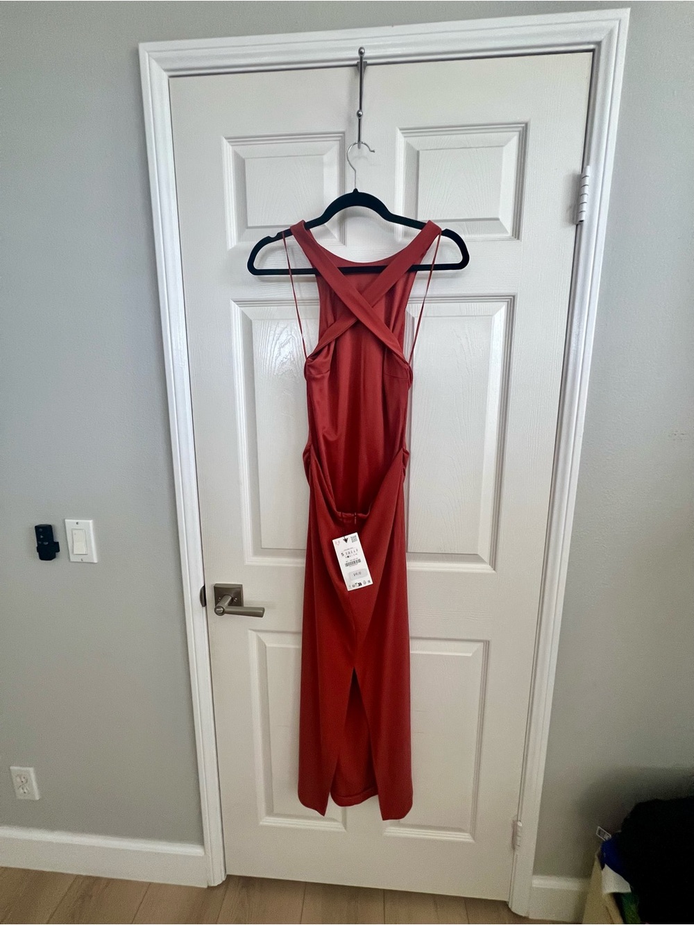 Zara Rust Red Ruched Maxi Dress - Picture 5 of 5
